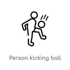 outline person kicking ball with the knee vector icon. isolated black simple line element illustration from sports concept. editable vector stroke person kicking ball with the knee icon on white