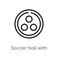 Obraz premium outline soccer ball with pentagons vector icon. isolated black simple line element illustration from sports concept. editable vector stroke soccer ball with pentagons icon on white background
