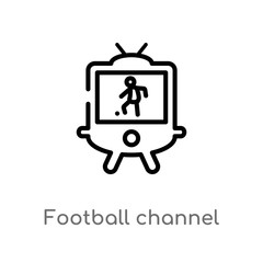 outline football channel vector icon. isolated black simple line element illustration from sports concept. editable vector stroke football channel icon on white background