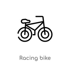 outline racing bike vector icon. isolated black simple line element illustration from sports concept. editable vector stroke racing bike icon on white background