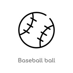 outline baseball ball vector icon. isolated black simple line element illustration from sports concept. editable vector stroke baseball ball icon on white background