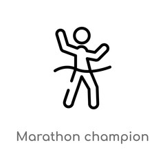 outline marathon champion vector icon. isolated black simple line element illustration from sports concept. editable vector stroke marathon champion icon on white background