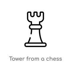 outline tower from a chess set vector icon. isolated black simple line element illustration from sports concept. editable vector stroke tower from a chess set icon on white background