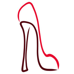 Red ladies shoe with very high heels