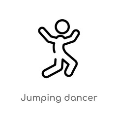 outline jumping dancer vector icon. isolated black simple line element illustration from sports concept. editable vector stroke jumping dancer icon on white background