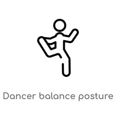 outline dancer balance posture on one leg vector icon. isolated black simple line element illustration from sports concept. editable vector stroke dancer balance posture on one leg icon on white