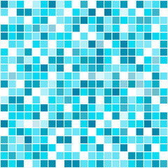 Blue square mosaic seamless vector pattern.