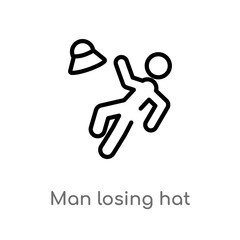 outline man losing hat vector icon. isolated black simple line element illustration from sports concept. editable vector stroke man losing hat icon on white background
