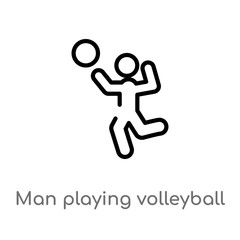 outline man playing volleyball vector icon. isolated black simple line element illustration from sports concept. editable vector stroke man playing volleyball icon on white background