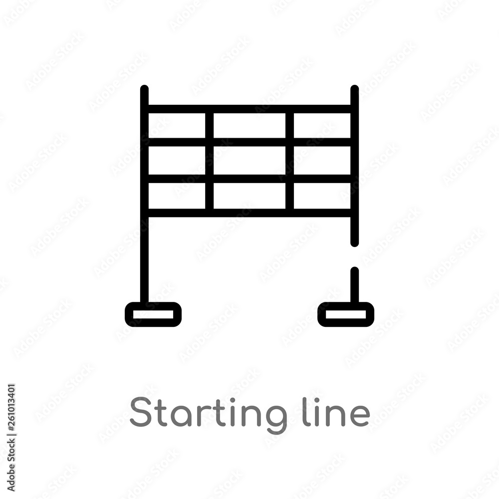 Poster outline starting line vector icon. isolated black simple line element illustration from sports and c
