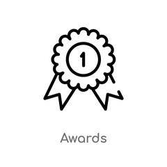 outline awards vector icon. isolated black simple line element illustration from sports and competition concept. editable vector stroke awards icon on white background