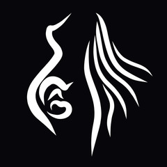 winged pregnant woman and baby in her womb