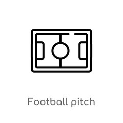 outline football pitch vector icon. isolated black simple line element illustration from sports and competition concept. editable vector stroke football pitch icon on white background