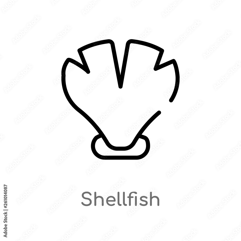 Poster outline shellfish vector icon. isolated black simple line element illustration from stone age concep
