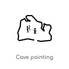 outline cave painting vector icon. isolated black simple line element illustration from stone age concept. editable vector stroke cave painting icon on white background