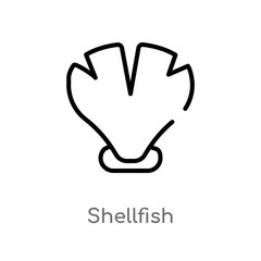 outline shellfish vector icon. isolated black simple line element illustration from stone age concept. editable vector stroke shellfish icon on white background