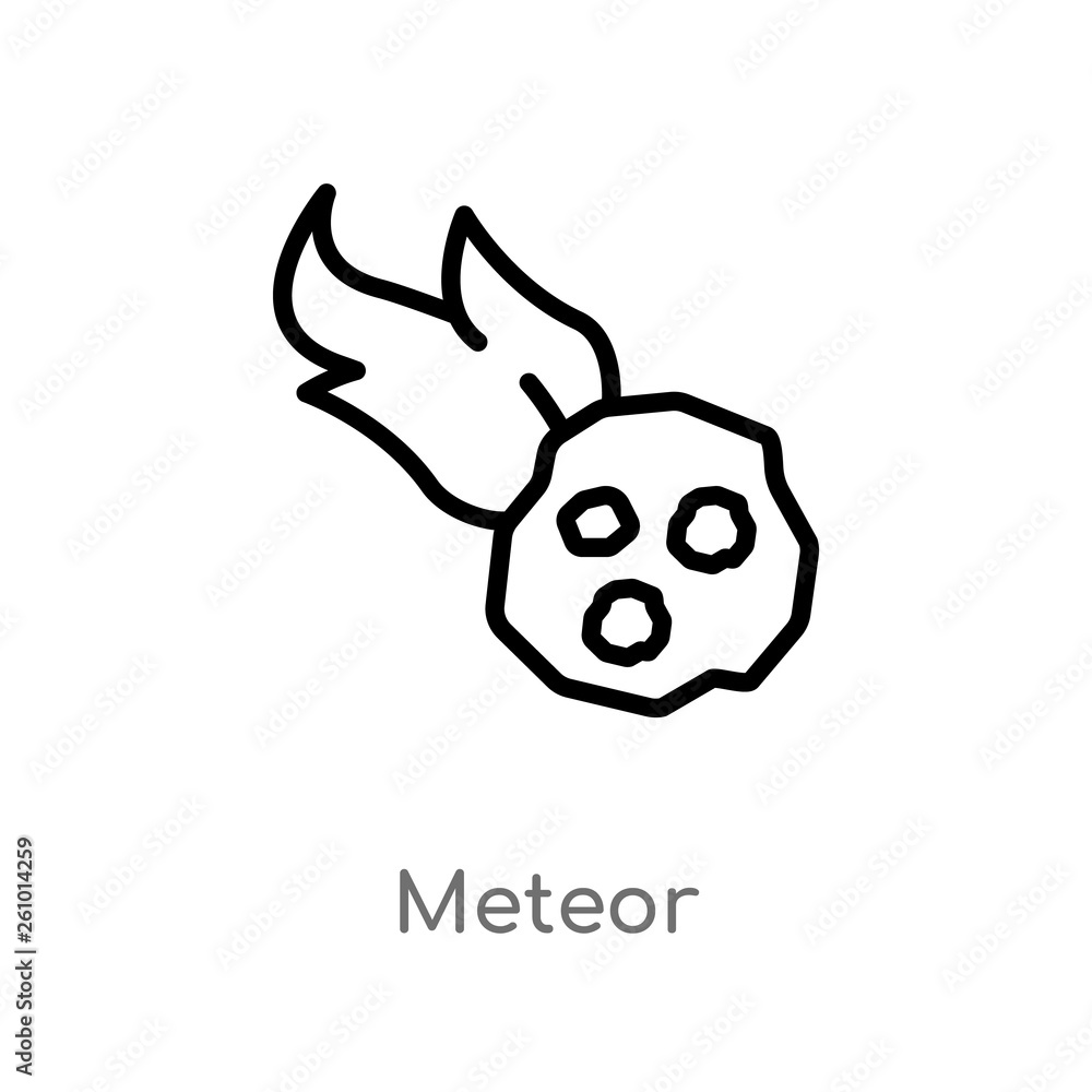 Poster outline meteor vector icon. isolated black simple line element illustration from stone age concept. 
