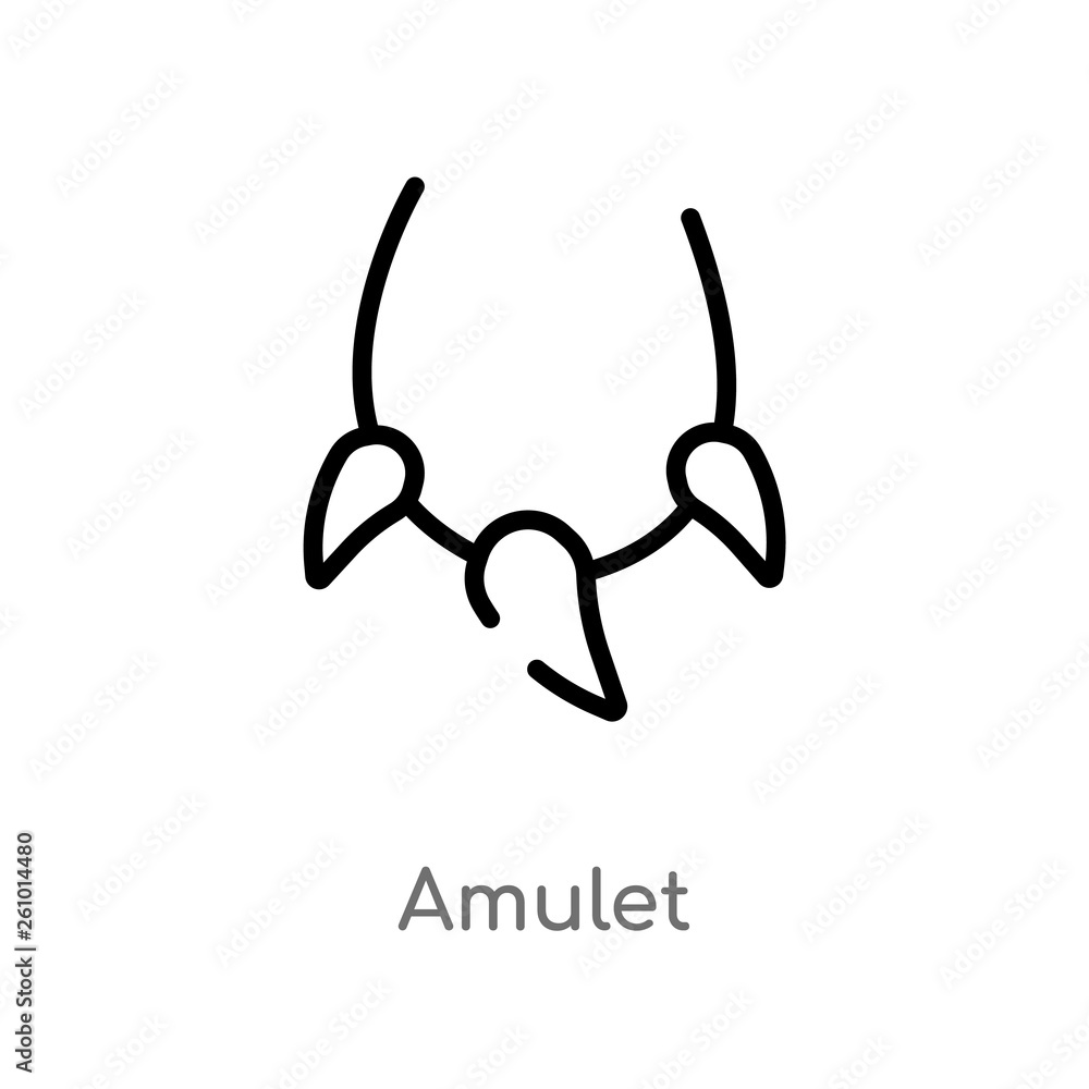 Poster outline amulet vector icon. isolated black simple line element illustration from stone age concept. 