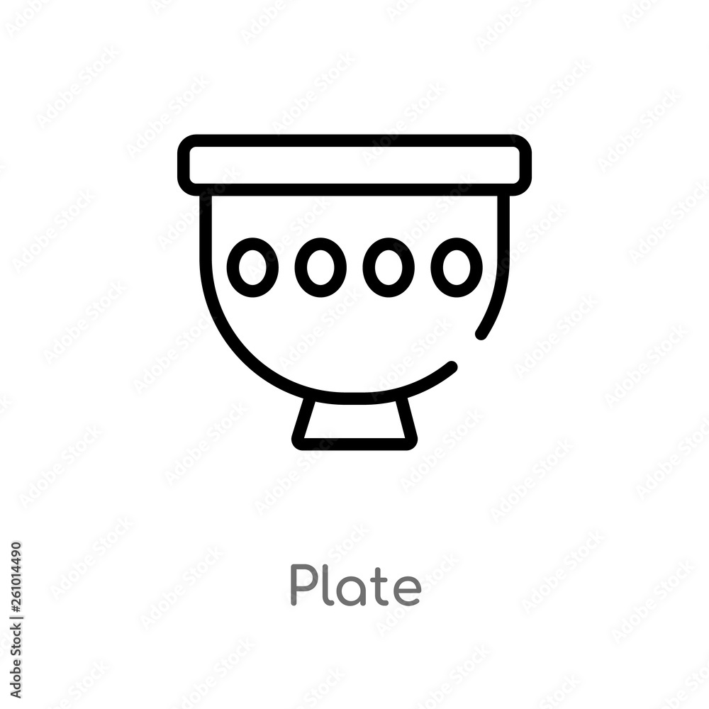 Poster outline plate vector icon. isolated black simple line element illustration from stone age concept. e
