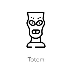 outline totem vector icon. isolated black simple line element illustration from stone age concept. editable vector stroke totem icon on white background