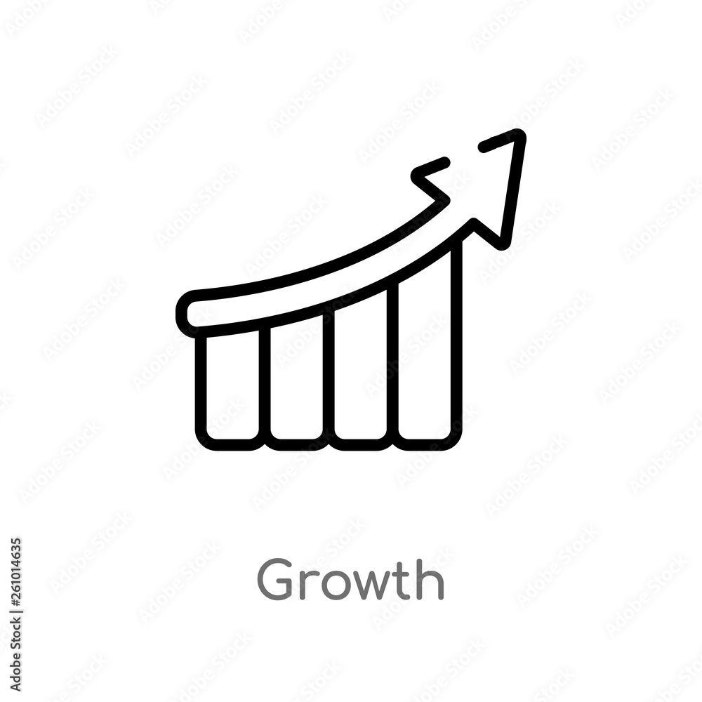 Poster outline growth vector icon. isolated black simple line element illustration from strategy concept. e