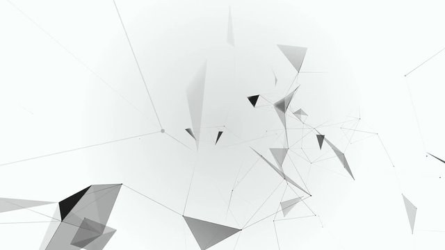Background of fantasy black and white plexus. Abstract technology futuristic network. Loop Animation 4k