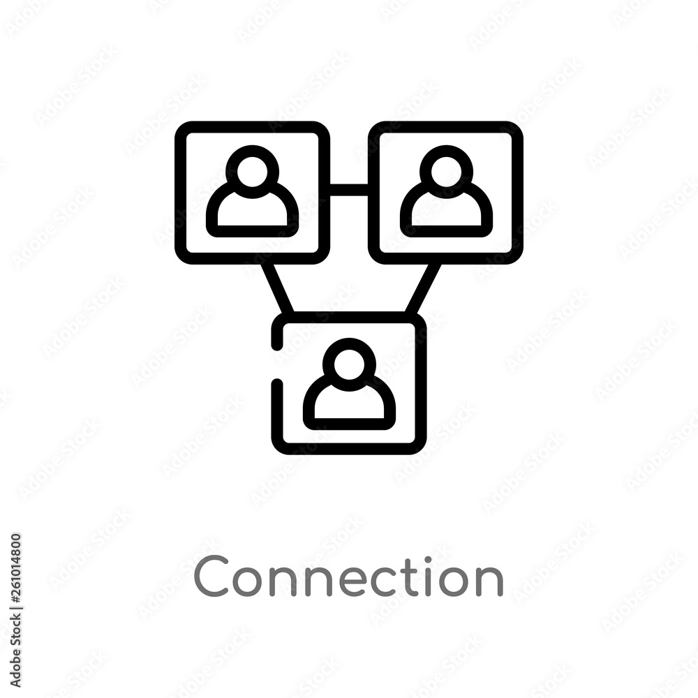 Poster outline connection vector icon. isolated black simple line element illustration from strategy concep