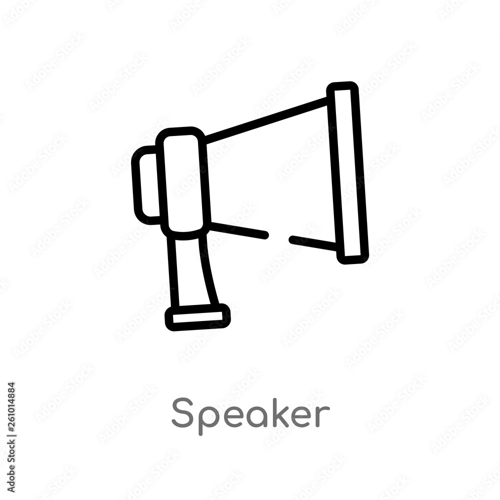 Poster outline speaker vector icon. isolated black simple line element illustration from strategy concept. 