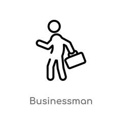 outline businessman vector icon. isolated black simple line element illustration from strategy concept. editable vector stroke businessman icon on white background