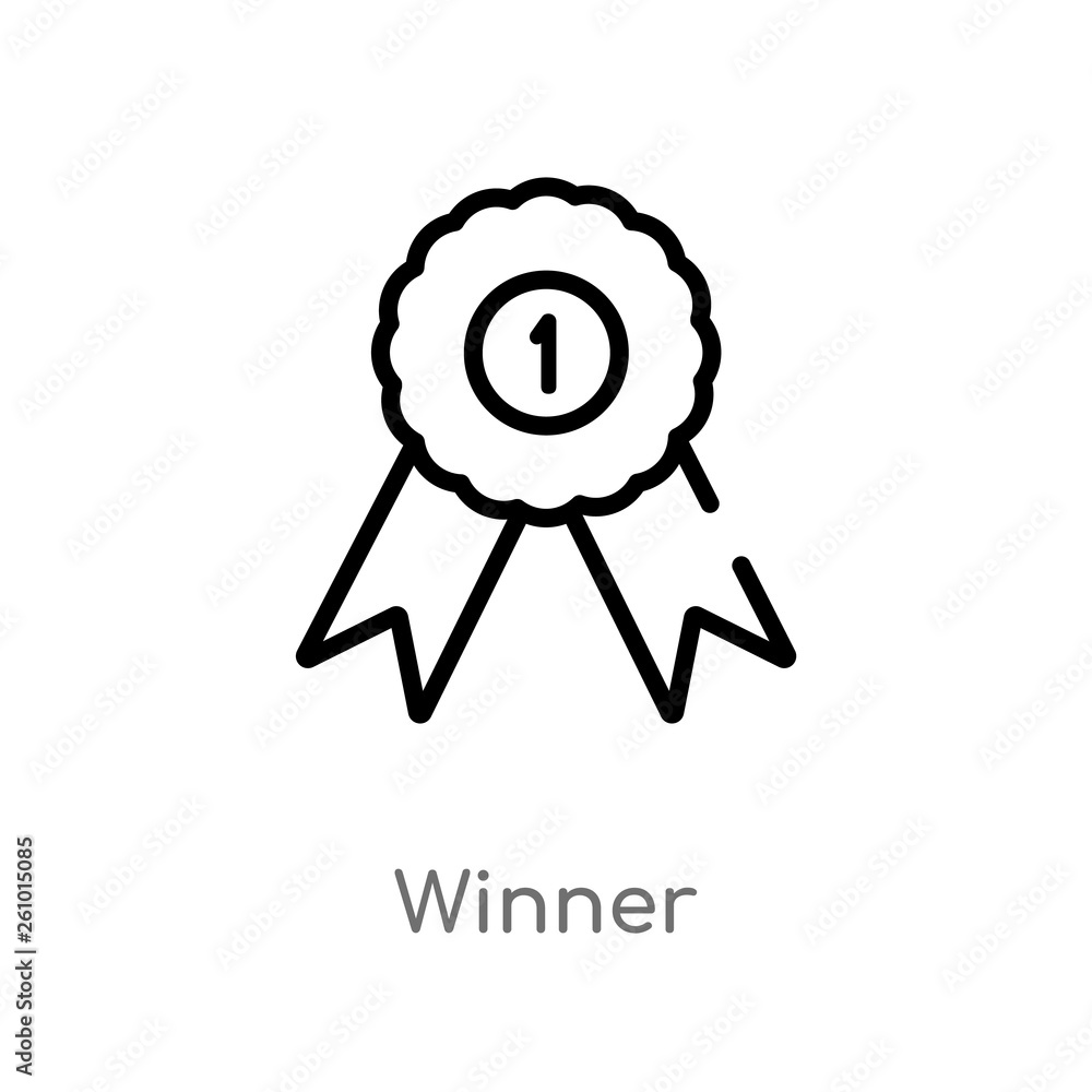 Poster outline winner vector icon. isolated black simple line element illustration from strategy concept. e