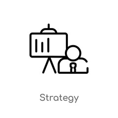 outline strategy vector icon. isolated black simple line element illustration from  concept. editable vector stroke strategy icon on white background