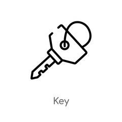 outline key vector icon. isolated black simple line element illustration from strategy concept. editable vector stroke key icon on white background