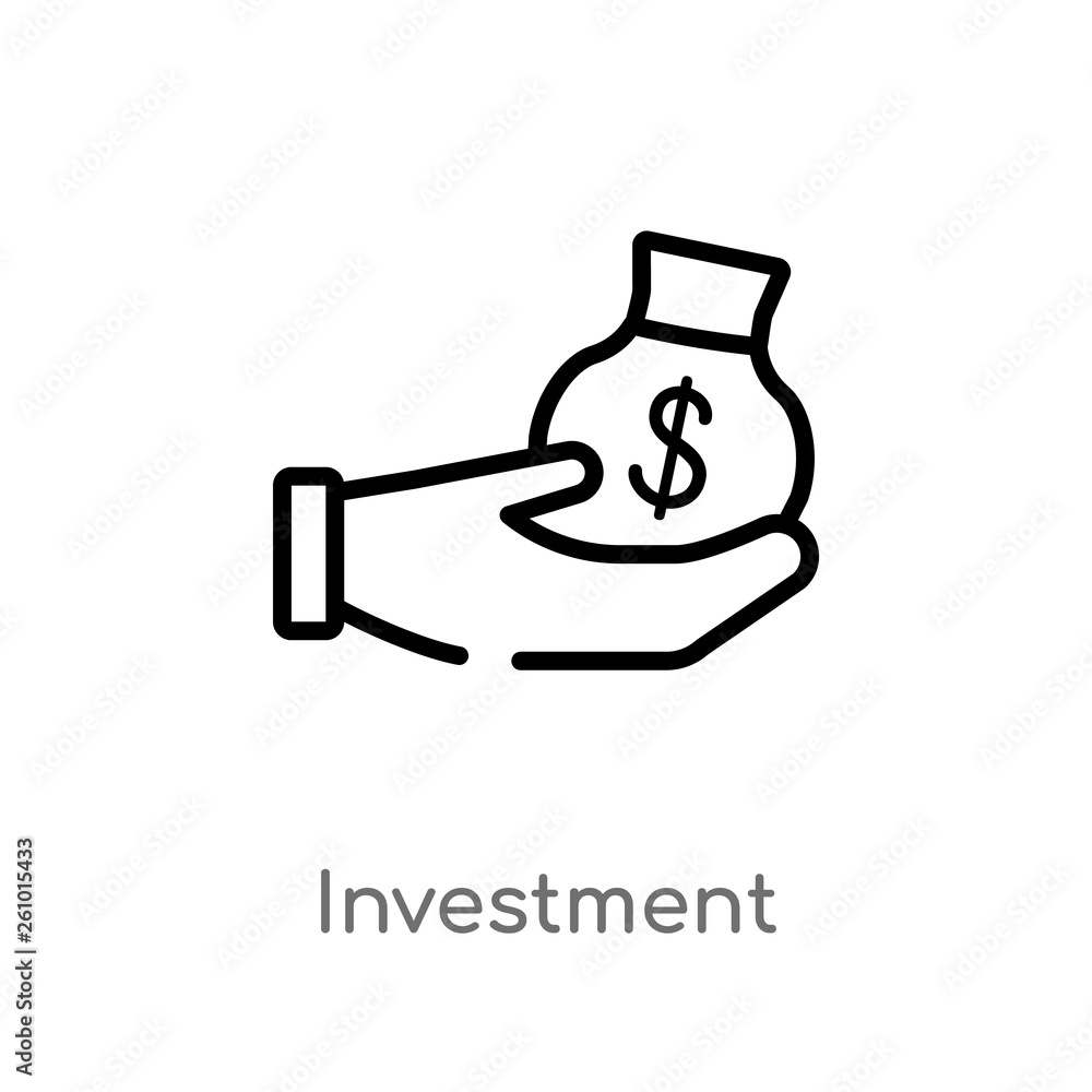 Poster outline investment vector icon. isolated black simple line element illustration from strategy concep