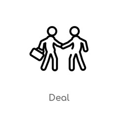 outline deal vector icon. isolated black simple line element illustration from strategy concept. editable vector stroke deal icon on white background