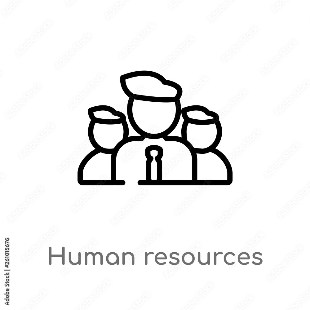 Poster outline human resources vector icon. isolated black simple line element illustration from strategy c