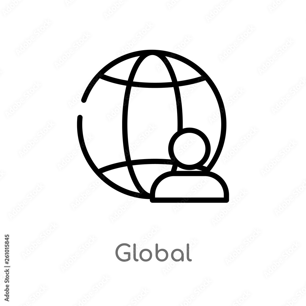 Poster outline global vector icon. isolated black simple line element illustration from strategy concept. e
