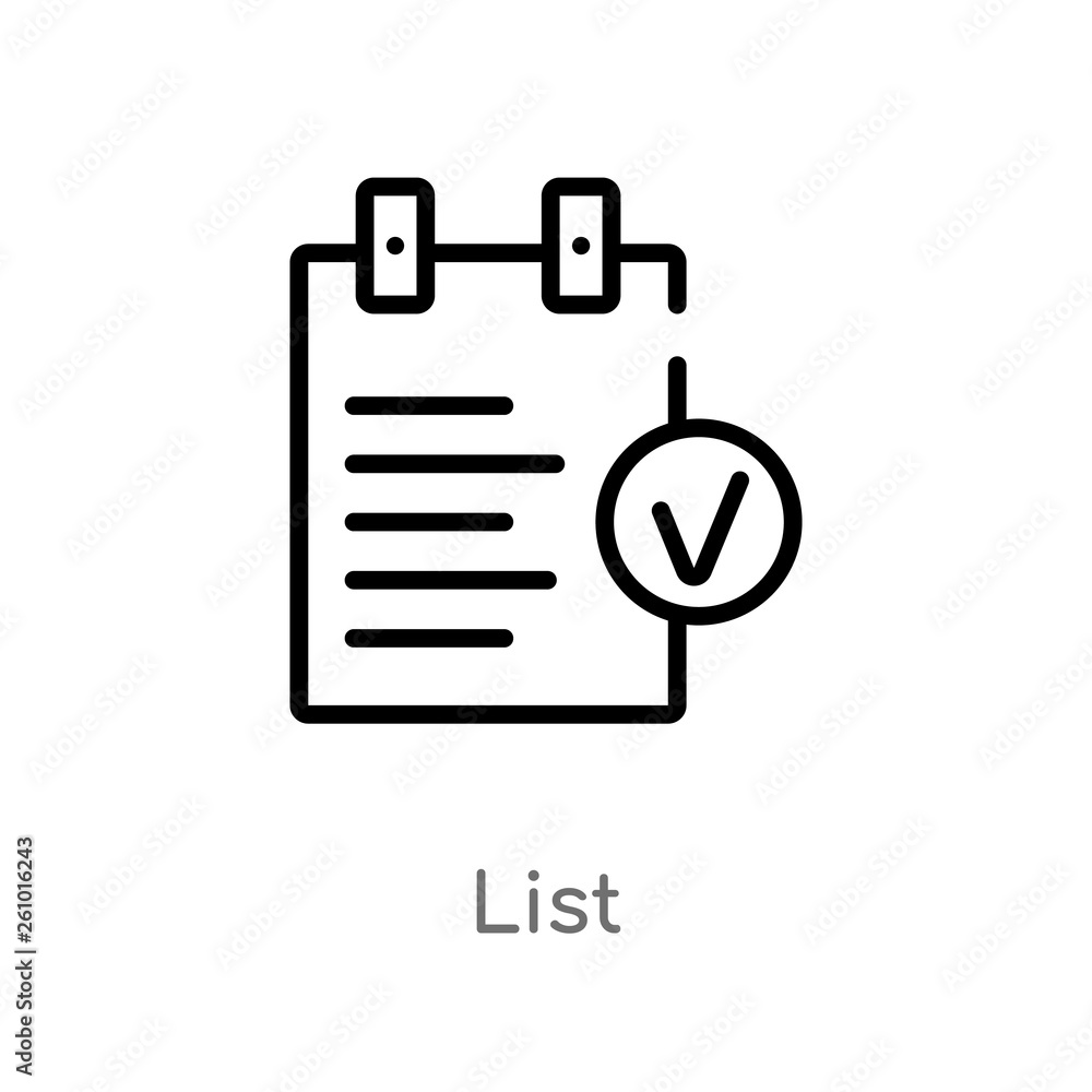 Aufkleber outline list vector icon. isolated black simple line element illustration from strategy concept. edi