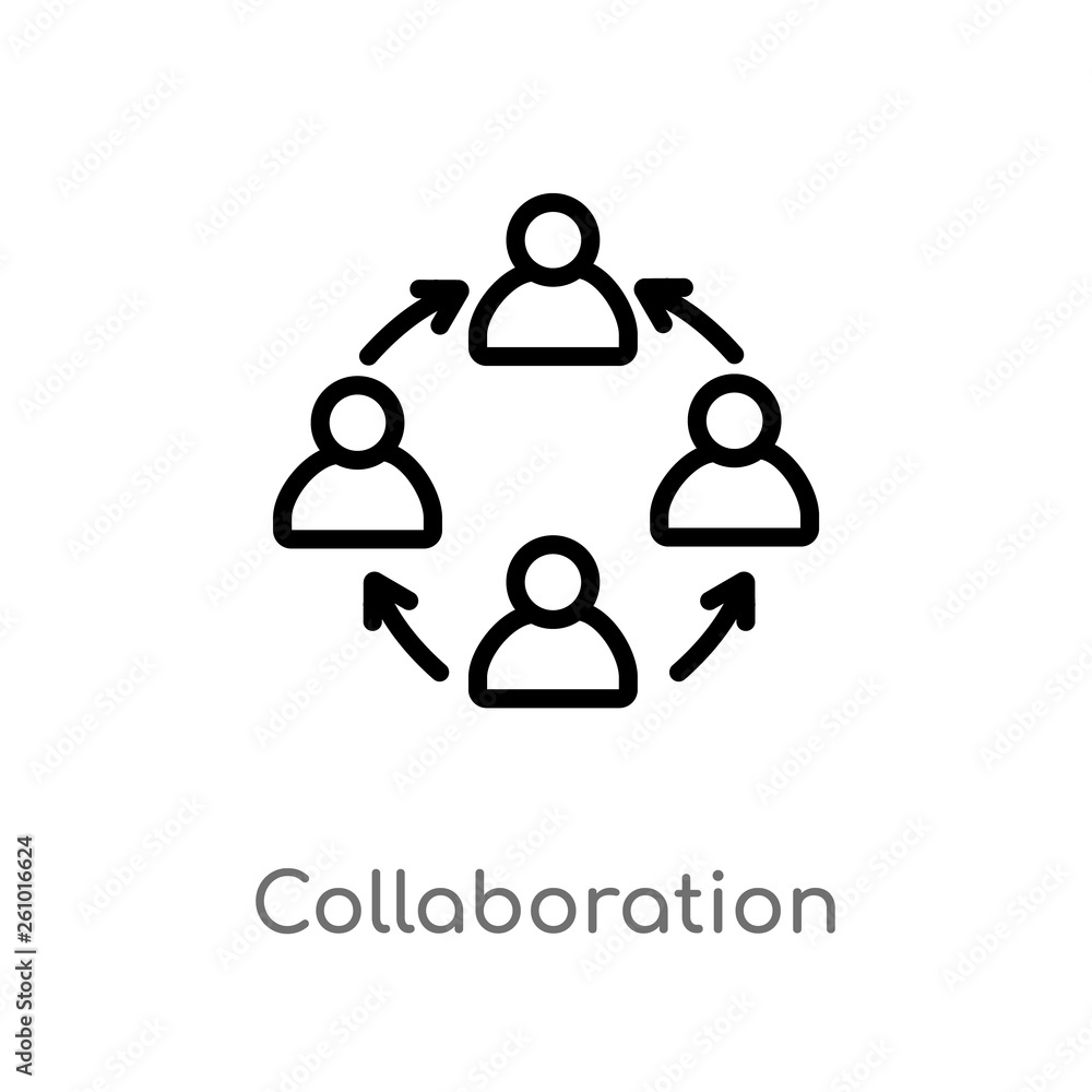 Poster outline collaboration vector icon. isolated black simple line element illustration from strategy con