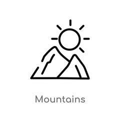 outline mountains vector icon. isolated black simple line element illustration from summer concept. editable vector stroke mountains icon on white background
