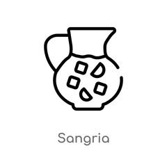 outline sangria vector icon. isolated black simple line element illustration from summer concept. editable vector stroke sangria icon on white background