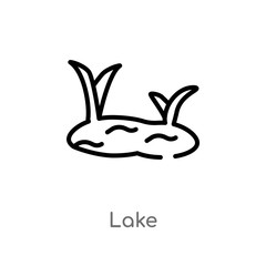 outline lake vector icon. isolated black simple line element illustration from summer concept. editable vector stroke lake icon on white background