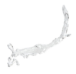 Water jet isolated on white. Diagonally.
