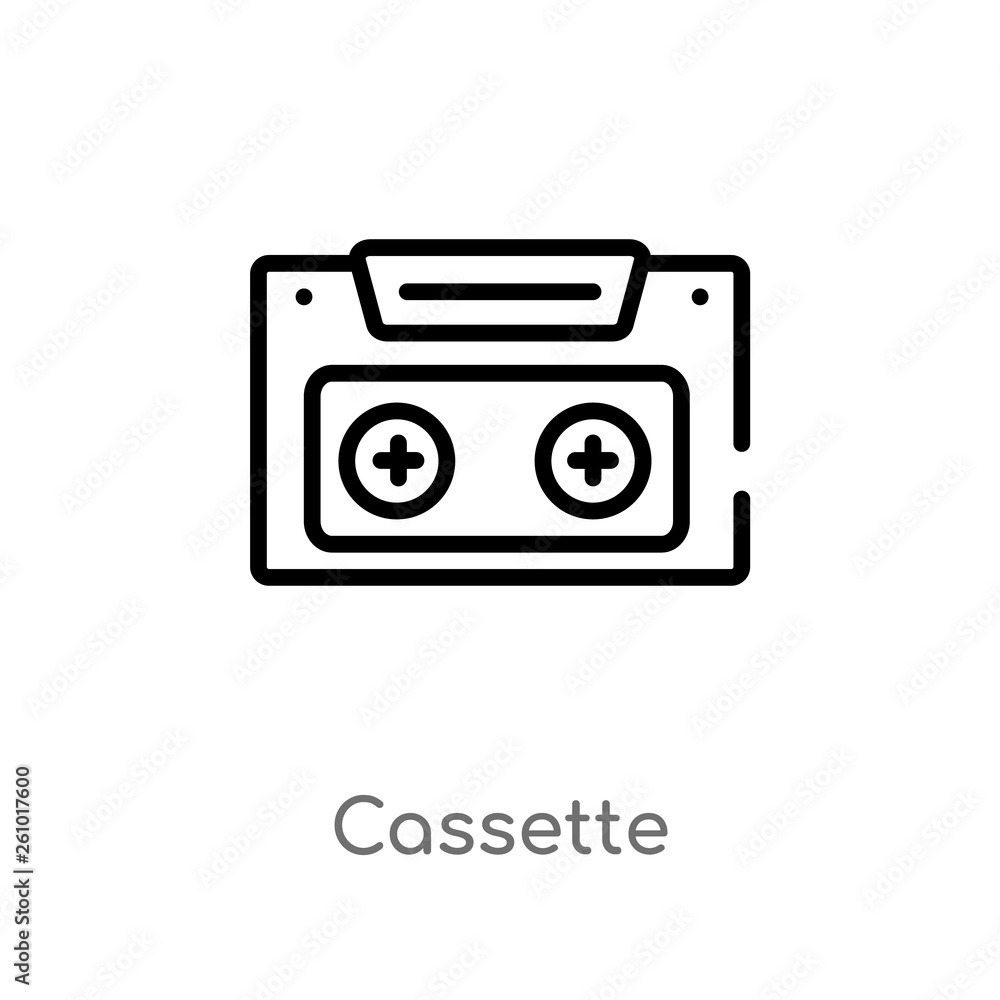 Aufkleber outline cassette vector icon. isolated black simple line element illustration from summer concept. e