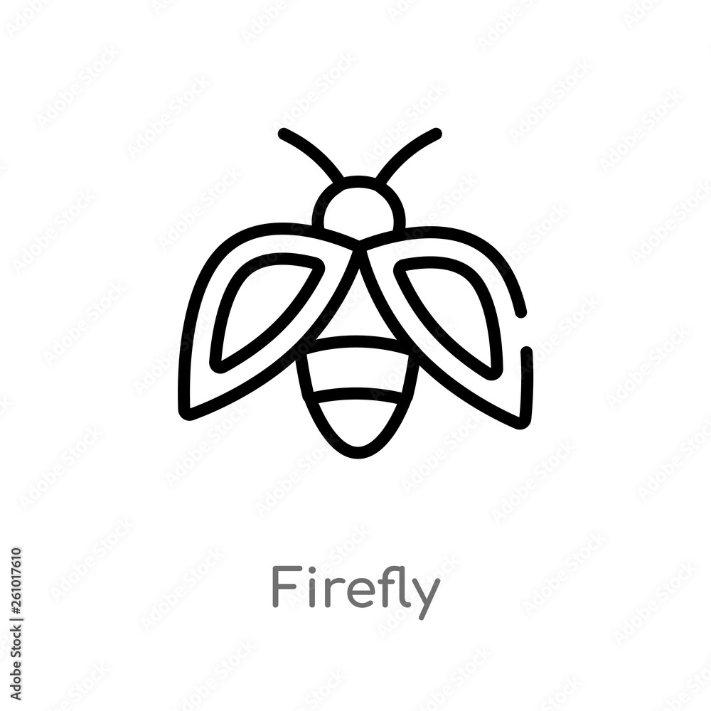 Poster outline firefly vector icon. isolated black simple line element illustration from summer concept. ed