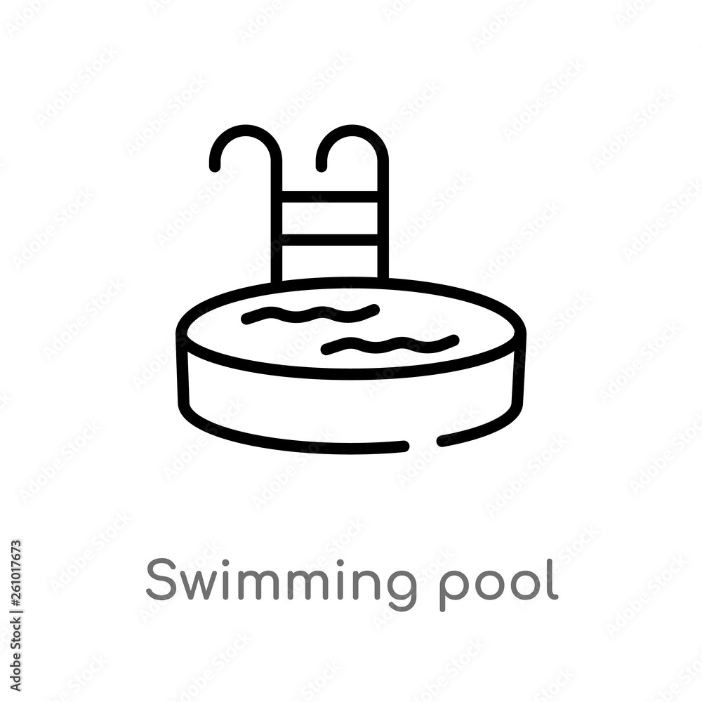 Poster outline swimming pool vector icon. isolated black simple line element illustration from summer conce