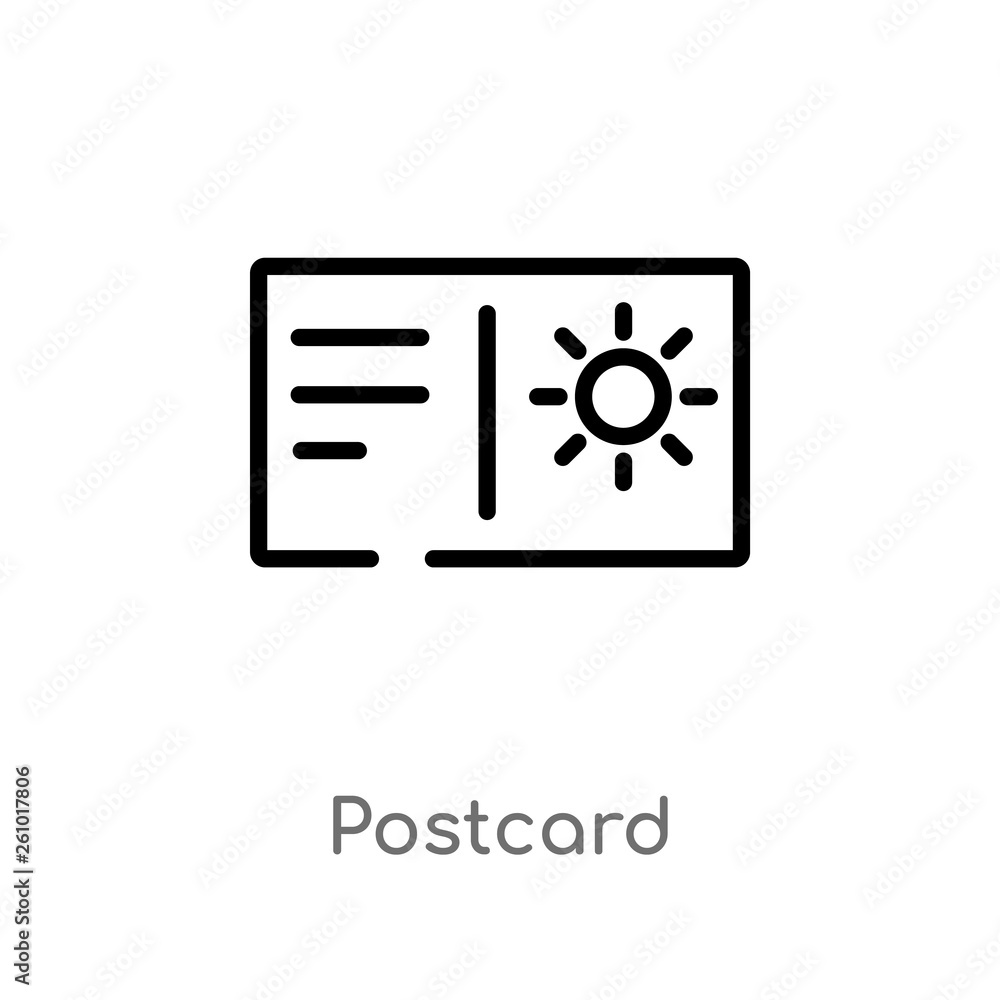 Poster outline postcard vector icon. isolated black simple line element illustration from summer concept. e