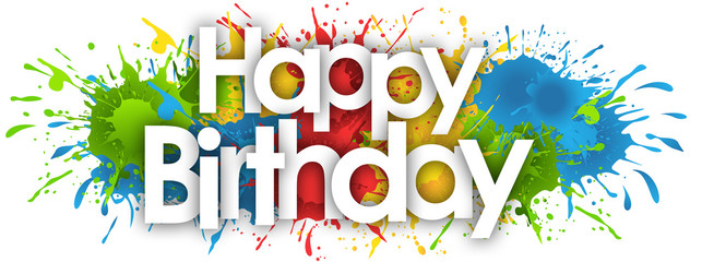 happy birthday word in splash’s background