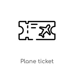 outline plane ticket vector icon. isolated black simple line element illustration from summer concept. editable vector stroke plane ticket icon on white background