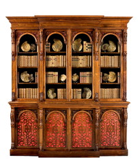 English breakfront Bookcase dresser with books
