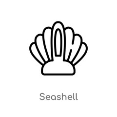 outline seashell vector icon. isolated black simple line element illustration from summer concept. editable vector stroke seashell icon on white background